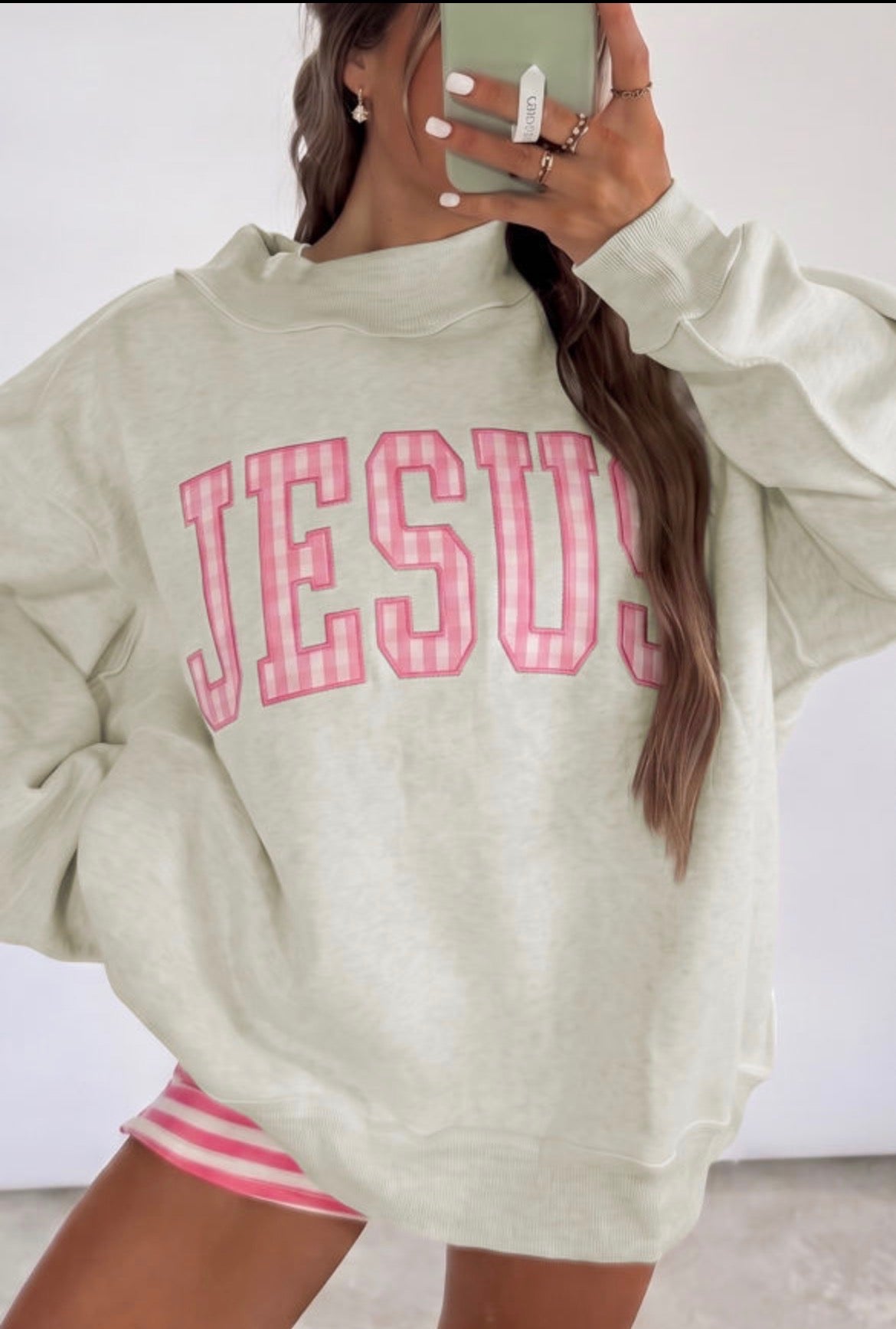 Gingham Jesus Mockneck