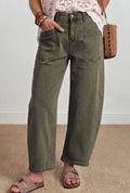 Olive Green Barrel Jean