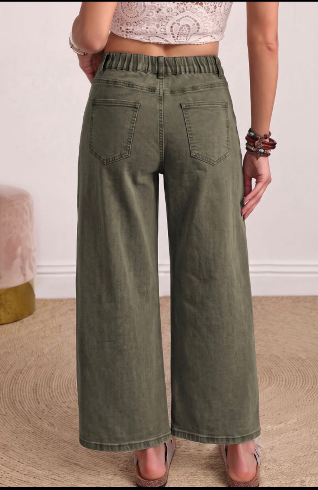Olive Green Barrel Jean