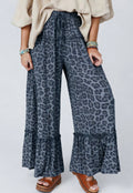 Leopard wide leg ruffle