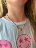 Multicolor beaded initial necklace