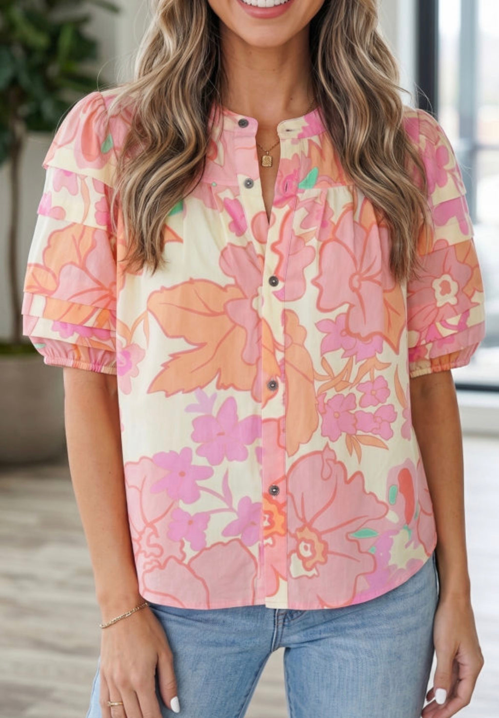Pink Blooms Blouse