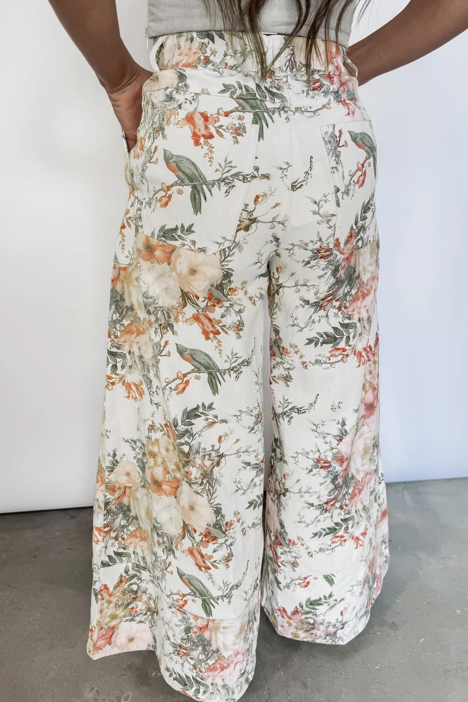 Vintage Style Floral High Waist Pant